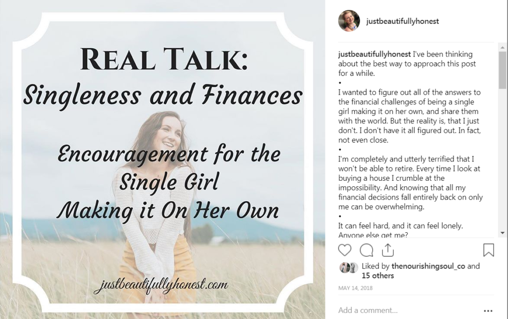 Real Talk: Singleness and Finances | Encouragement for the single girl making it on her own | Independent Woman | Making it on my Own | Single Christian | Singleness Quotes | justbeautifullyhonest.com